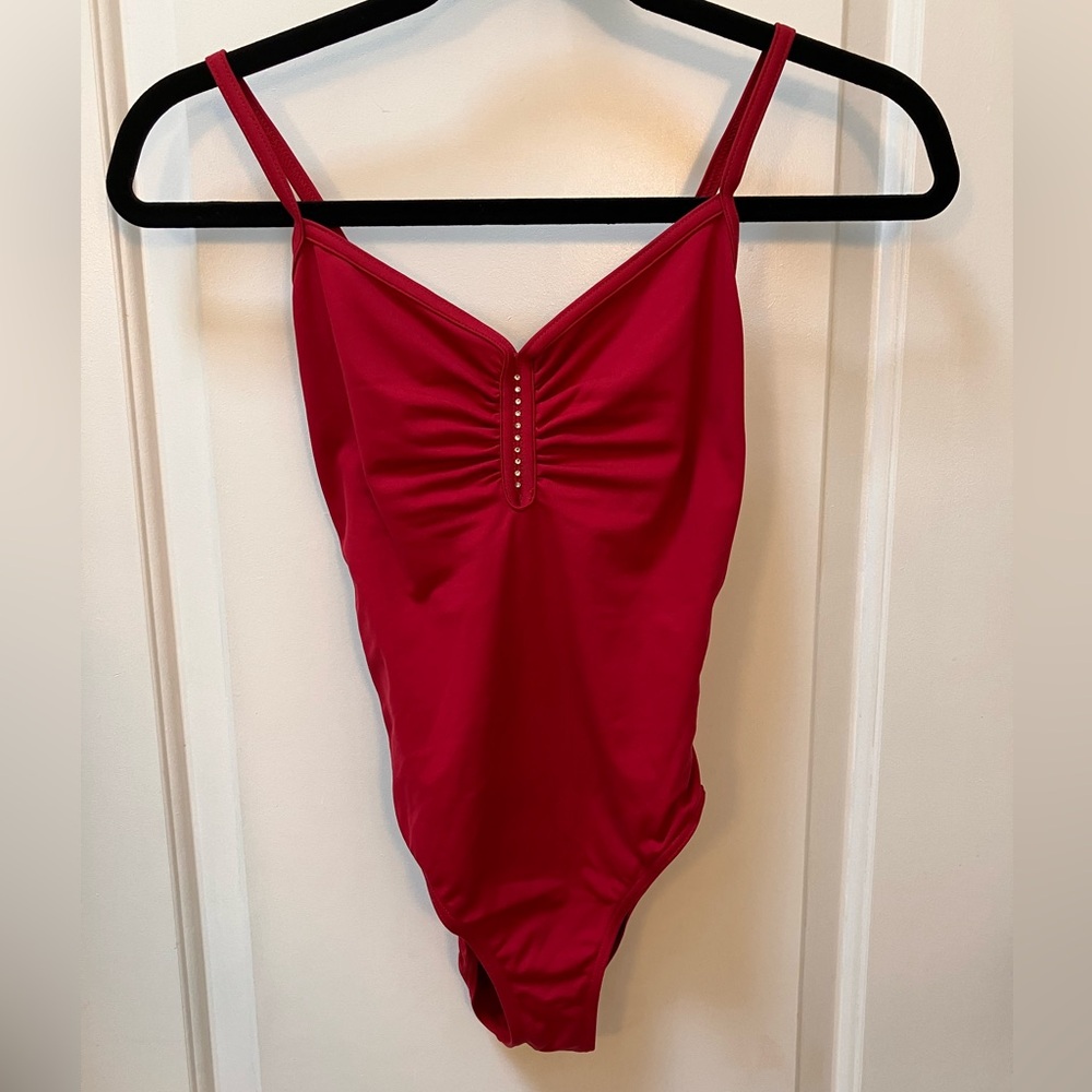 Intermezzo red leotard with cross back straps